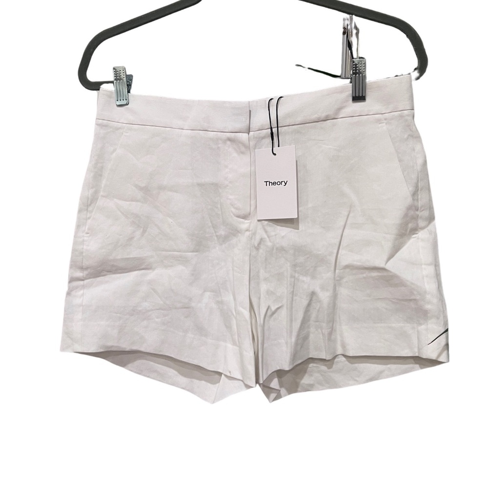 NWT Theory White Linen Shorts Size 6 Retail $195